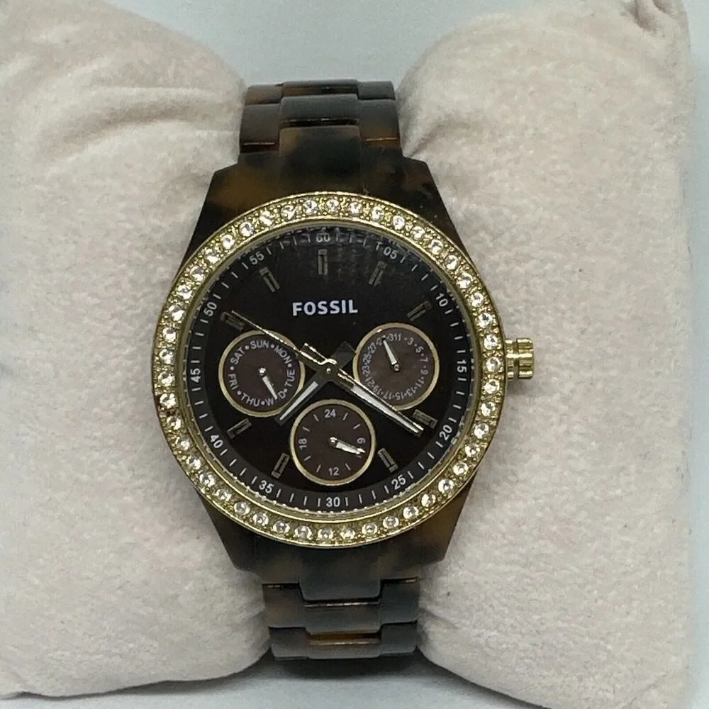 Fossil Stella ES2795 Women's Brown Resin Strap Analog Dial Quartz Watch HME370